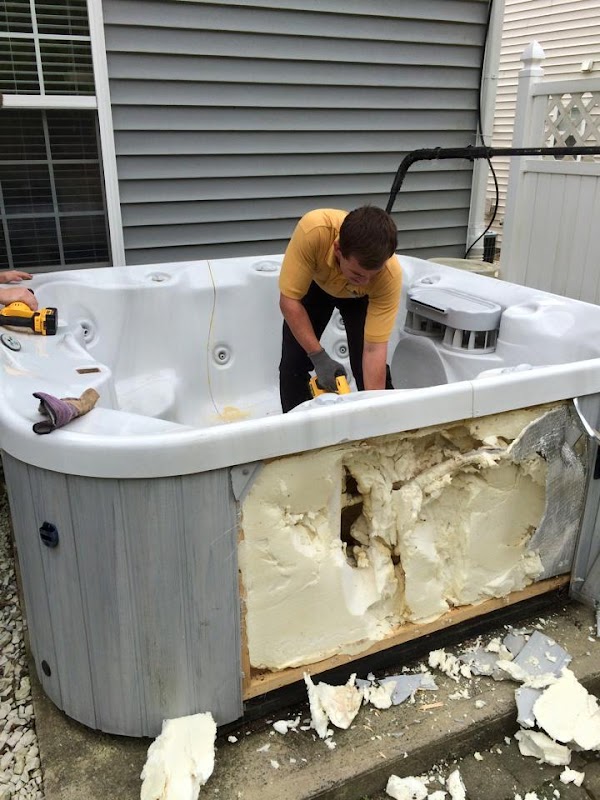 Bathroom fixtures and debris removed