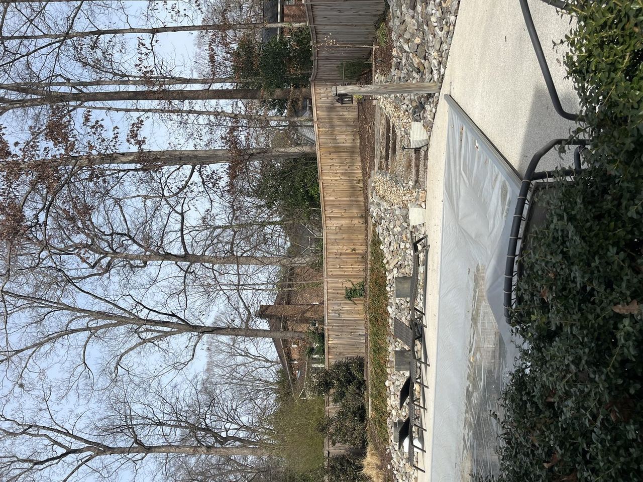 Same backyard completely cleared after Junk Doctors removed the old playset